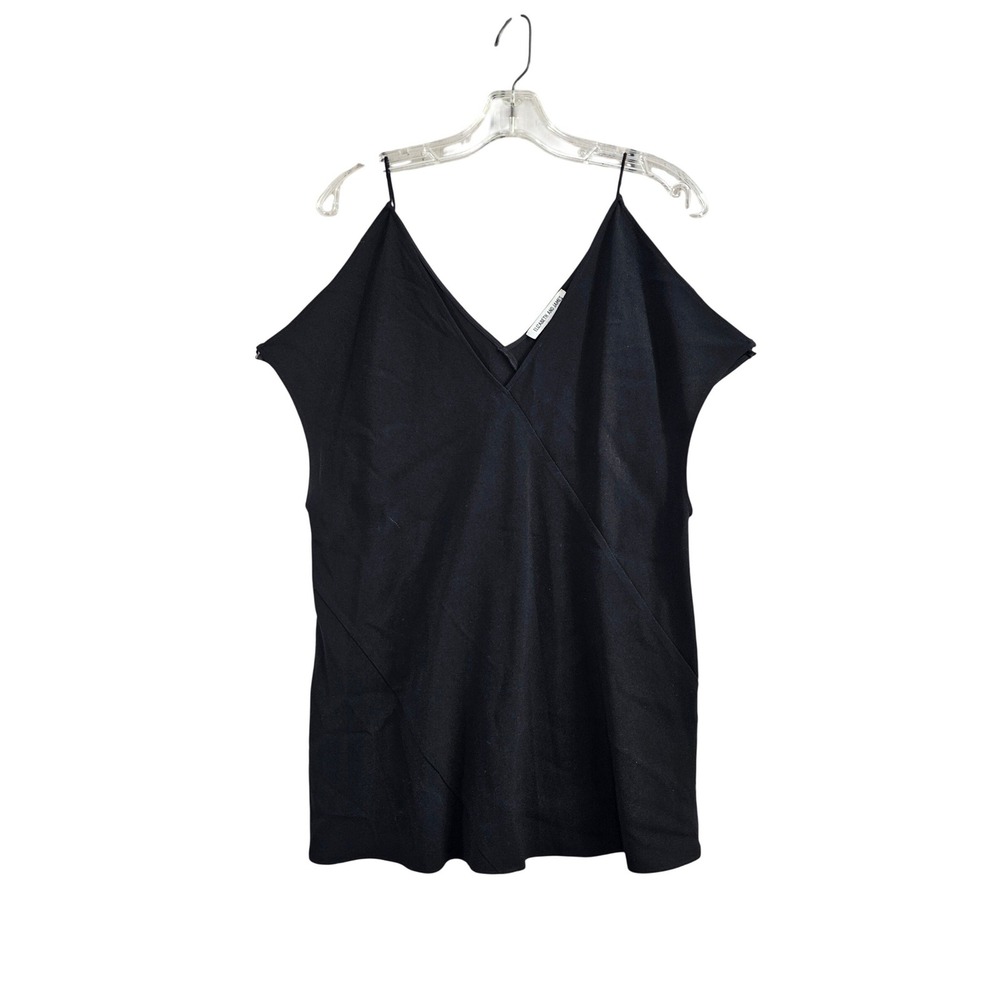 Elizabeth‎ and James Black V-Neck Cold Shoulder Blouse Top 417BT402 Womens L EUC